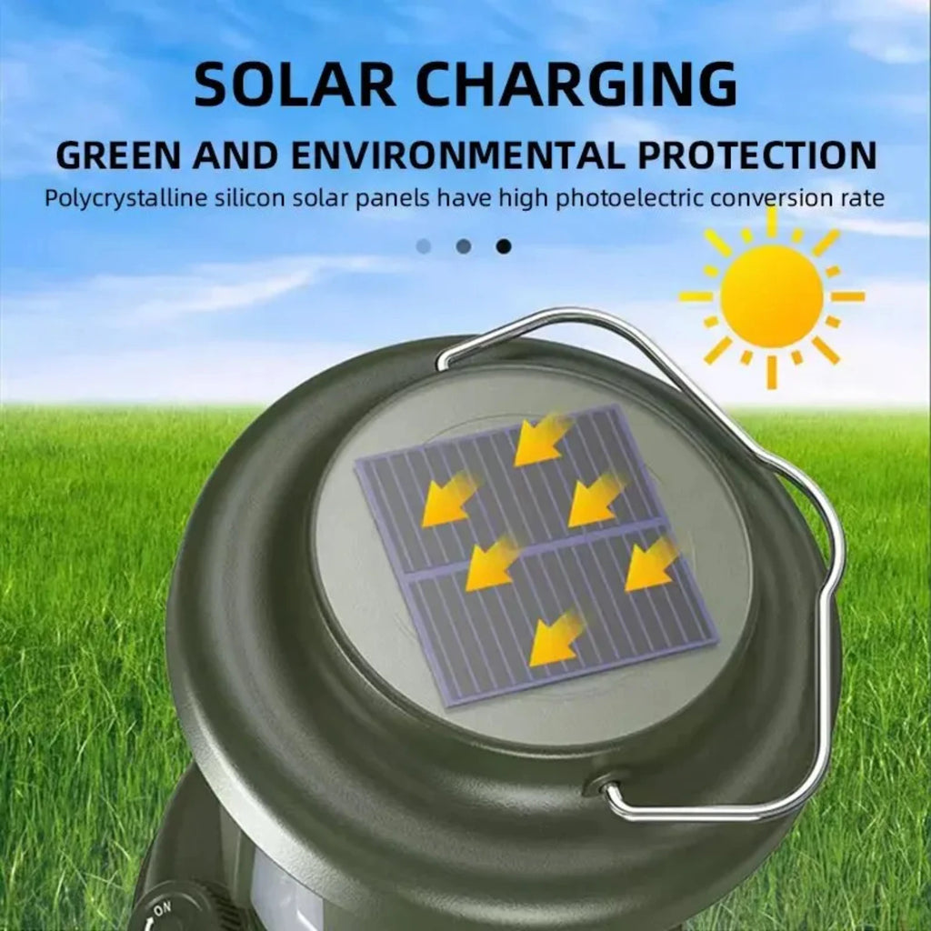 Retro Solar Camping Lamp | Rechargeable LED Lantern for Camping, Hiking & Outdoor Ambiance