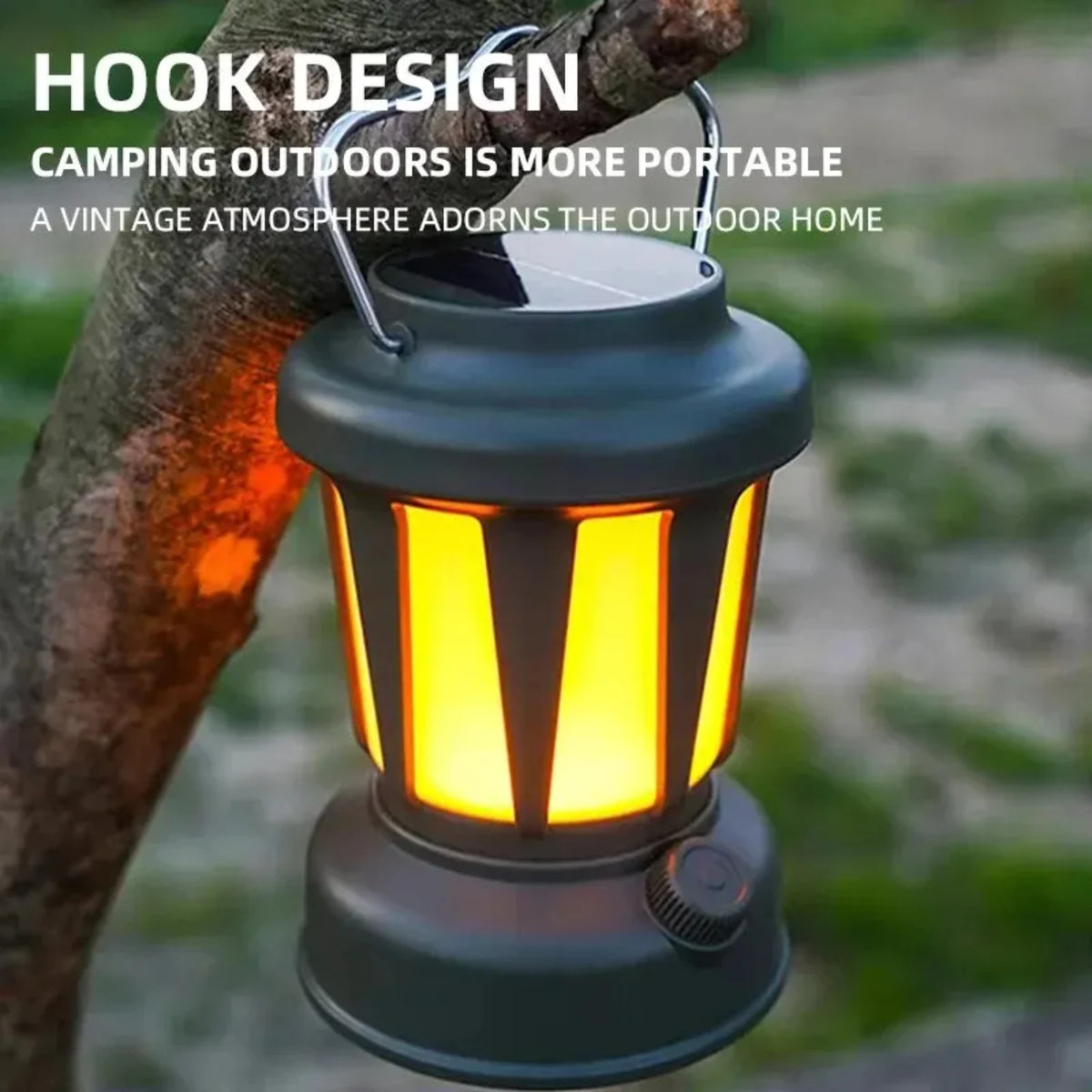Retro Solar Camping Lamp | Rechargeable LED Lantern for Camping, Hiking & Outdoor Ambiance