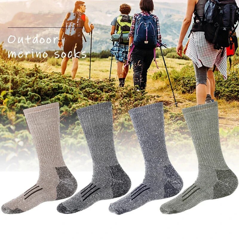 Merino Wool Hiking Socks | Thickened Warm Anti-Slip Breathable Sports Socks | Men & Women