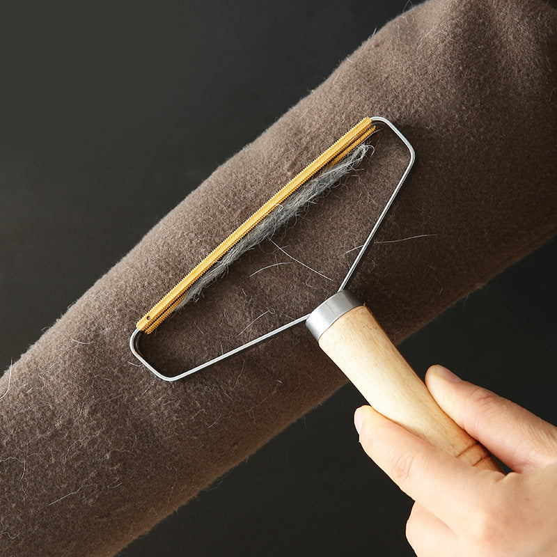Double-Sided Lint Roller | Wooden Handle Hair Remover for Clothes