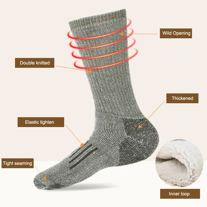 Merino Wool Hiking Socks | Thickened Warm Anti-Slip Breathable Sports Socks | Men & Women