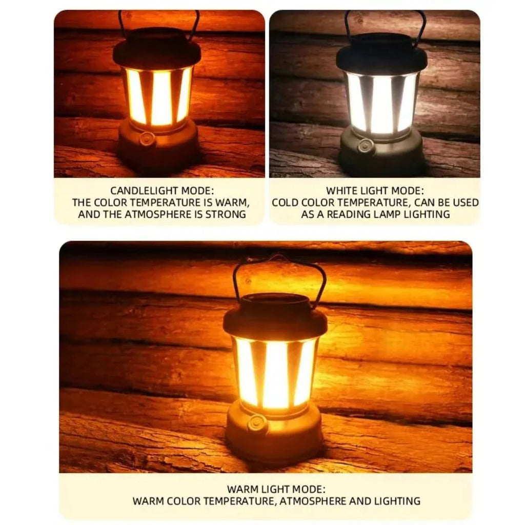 Retro Solar Camping Lamp | Rechargeable LED Lantern for Camping, Hiking & Outdoor Ambiance